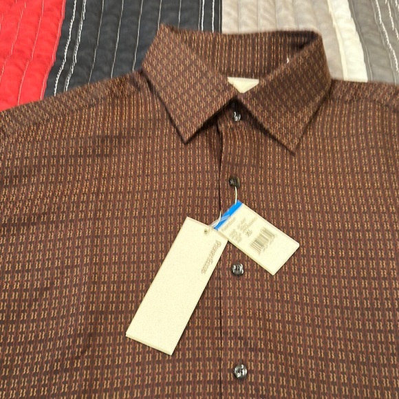 NWT Perry Ellis Men's Brown Patterned Shirt - Picture 3 of 10